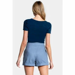 Hot Squash Blue Linen Tailored Shorts With Pocket -HotSquash Shop unnamed file 1002