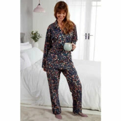 Hot Squash HotSquash Premium Blue Floral Jersey Pyjama Set