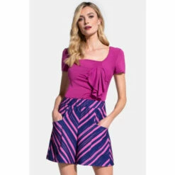 Hot Squash Pink Short Sleeved Waterfall Top