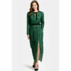 Hot Squash HotSquash Green Long Sleeved Neck Tie Maxi Dress