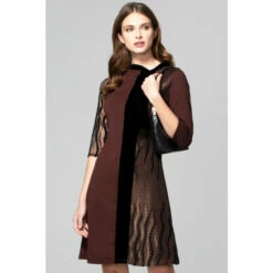 Hot Squash HotSquash Brown Princess Seam Dress With Velvet