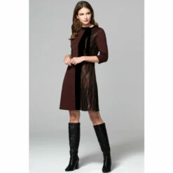 Hot Squash HotSquash Brown Princess Seam Dress With Velvet -HotSquash Shop unnamed file 149