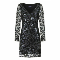 Hot Squash HotSquash Black Blouson Sleeved V-Neck Sequin Dress -HotSquash Shop unnamed file 158