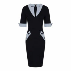 Hot Squash HotSquash Contrast Collar Short-Sleeved Dress -HotSquash Shop unnamed file 189