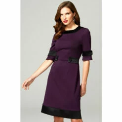 Hot Squash HotSquash Purple 60's Dress With Contrast Hem