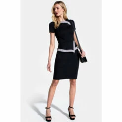 Hot Squash HotSquash Womens Black Peplum Dress With Contrast Trim