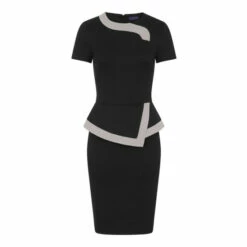 Hot Squash HotSquash Womens Black Peplum Dress With Contrast Trim -HotSquash Shop unnamed file 206