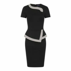 Hot Squash HotSquash Womens Black Peplum Dress With Contrast Trim -HotSquash Shop unnamed file 207