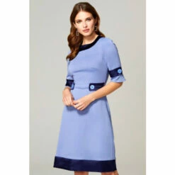 Hot Squash HotSquash Blue 60's Dress With Contrast Hem
