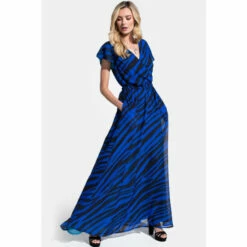 Hot Squash Womens Animal Chiffon Wrap-Top Maxi Dress