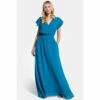 Hot Squash Womens Teal Chiffon Wrap-Top Maxi Dress