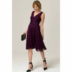 Hot Squash HotSquash Purple V-Neck Floral Lace Dress
