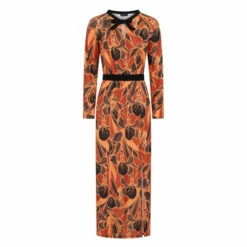 Hot Squash HotSquash Brown Neck Tie Long Sleeve Maxi Dress -HotSquash Shop unnamed file 251