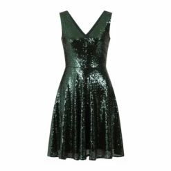 Hot Squash HotSquash Green Sequin V-Neck Fit And Flare Dress -HotSquash Shop unnamed file 256