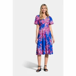 Hot Squash Blue Fit And Flare Midi Dress