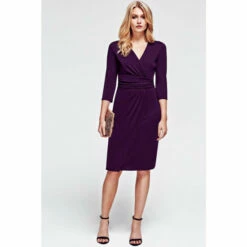 Hot Squash HotSquash Purple Damson Ascot Mock Wrap Dress