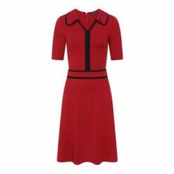 Hot Squash HotSquash Womens Red Contrast Piping Dress With Flared Skirt -HotSquash Shop unnamed file 307