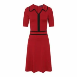 Hot Squash HotSquash Womens Red Contrast Piping Dress With Flared Skirt -HotSquash Shop unnamed file 308