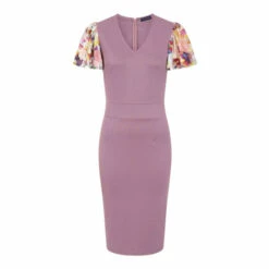 Hot Squash Womens Purple Ponte Dress With Chiffon Sleeves -HotSquash Shop unnamed file 317