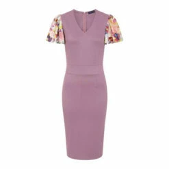 Hot Squash Womens Purple Ponte Dress With Chiffon Sleeves -HotSquash Shop unnamed file 318