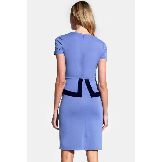 Hot Squash Womens Blue Peplum Dress With Contrast Trim 2 Hot Squash Womens Blue Peplum Dress With Contrast Trim - Image 2