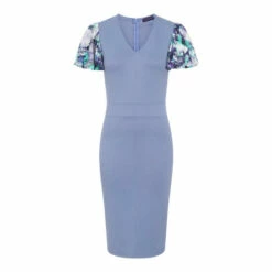 Hot Squash HotSquash Womens Blue Ponte Dress With Chiffon Sleeves -HotSquash Shop unnamed file 325