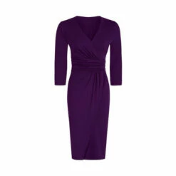 Hot Squash HotSquash Purple Damson Ascot Mock Wrap Dress -HotSquash Shop unnamed file 33