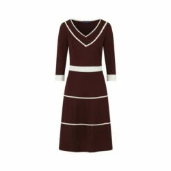 Hot Squash HotSquash Brown V-Neck Dress With Contrast Piping -HotSquash Shop unnamed file 332