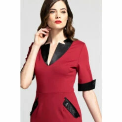 Hot Squash HotSquash Red Contrast Collar Short Sleeved Dress -HotSquash Shop unnamed file 351