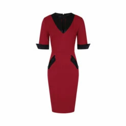 Hot Squash HotSquash Red Contrast Collar Short Sleeved Dress -HotSquash Shop unnamed file 352