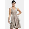 Hot Squash HotSquash Cream Velvet V-Neck Fit N Flare Dress
