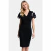 Hot Squash Womens Black Ponte Dress With Chiffon Sleeves