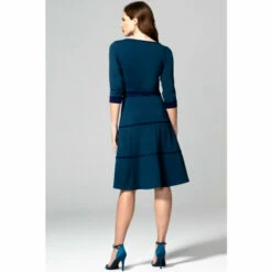 Hot Squash HotSquash Blue V-Neck Dress With Contrast Piping -HotSquash Shop unnamed file 375