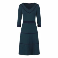 Hot Squash HotSquash Blue V-Neck Dress With Contrast Piping -HotSquash Shop unnamed file 376