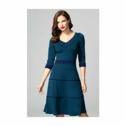 Hot Squash HotSquash Blue V-Neck Dress With Contrast Piping -HotSquash Shop unnamed file 378