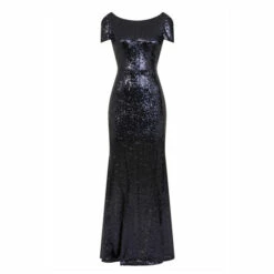 Hot Squash HotSquash Navy Blue Cowl Back Sequinned Fishtail Maxi Dress -HotSquash Shop unnamed file 461