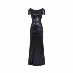 Hot Squash HotSquash Navy Blue Cowl Back Sequinned Fishtail Maxi Dress -HotSquash Shop unnamed file 464