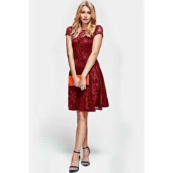 Hot Squash HotSquash Red Lace Fit And Flare Dress