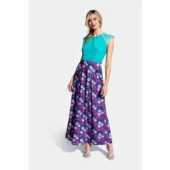 Hot Squash Womens Blue Box Pleat Maxi Skirt -HotSquash Shop unnamed file 493