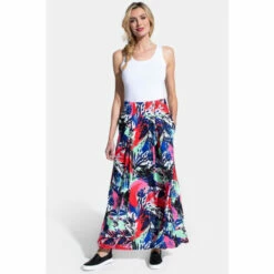 Hot Squash HotSquash Womens Green Box Pleat Maxi Skirt