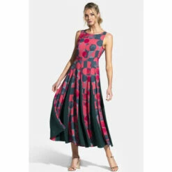 Hot Squash Box Pleat Midi Dress With Contrast Skirt