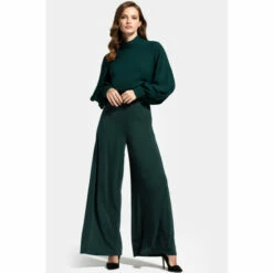 Hot Squash HotSquash Green Wide Leg Jumpsuit With Blouson Sleeve