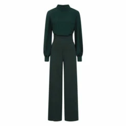 Hot Squash HotSquash Green Wide Leg Jumpsuit With Blouson Sleeve -HotSquash Shop unnamed file 564