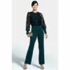 Hot Squash HotSquash Green Ponte Jumpsuit With Blouson Sleeves