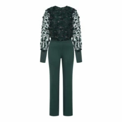 Hot Squash HotSquash Green Ponte Jumpsuit With Blouson Sleeves -HotSquash Shop unnamed file 573