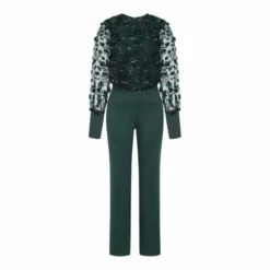 Hot Squash HotSquash Green Ponte Jumpsuit With Blouson Sleeves -HotSquash Shop unnamed file 574