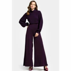 Hot Squash HotSquash Purple Wide Leg Jumpsuit With Blouson Sleeve