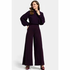 Hot Squash HotSquash Purple Wide Leg Jumpsuit With Blouson Sleeve -HotSquash Shop unnamed file 581