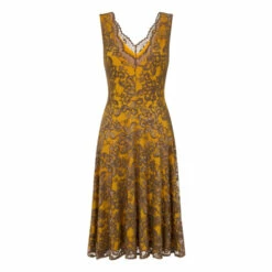 Hot Squash HotSquash Mustard Yellow V-Neck Floral Lace Dress -HotSquash Shop unnamed file 60