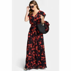 Hot Squash HotSquash Black Chiffon Wrap Top Maxi Dress -HotSquash Shop unnamed file 614
